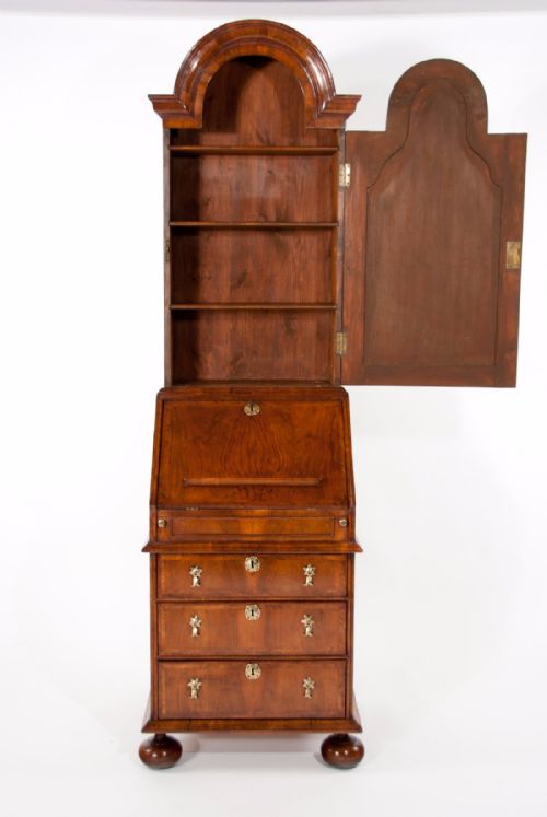 fig 3. An Extremely Good Quality Walnut Domed Bureau Bookcase