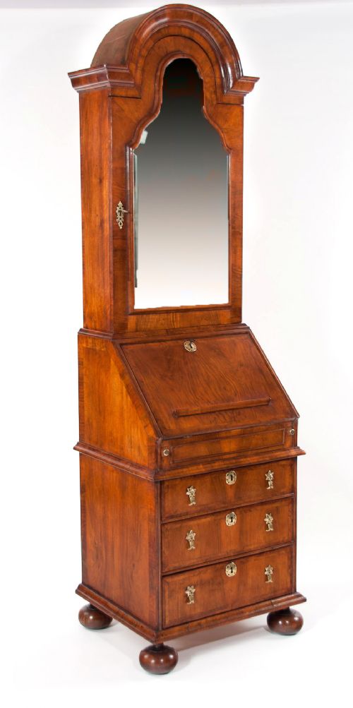 fig 4. An Extremely Good Quality Walnut Domed Bureau Bookcase