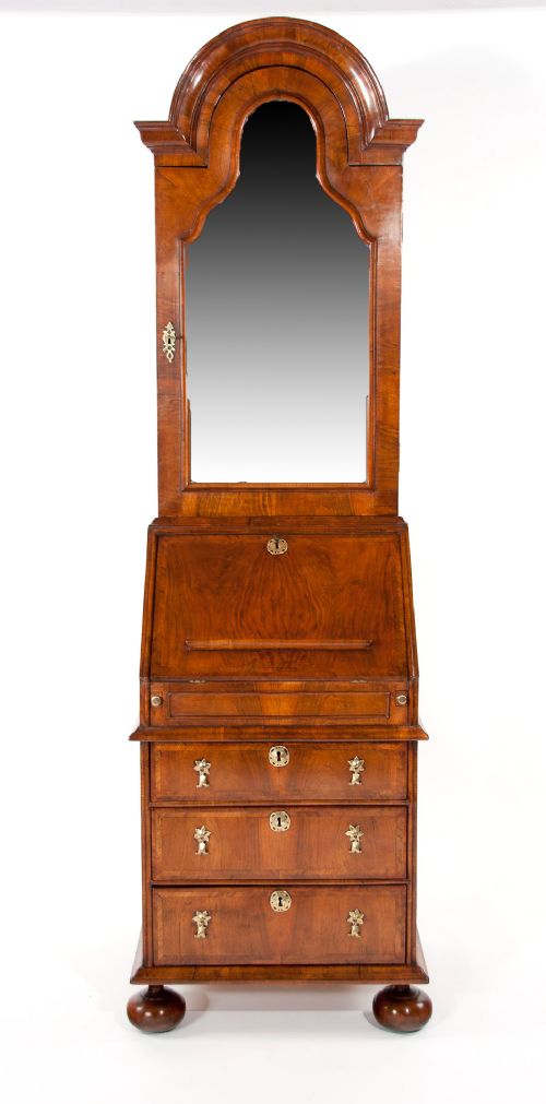 fig 5. An Extremely Good Quality Walnut Domed Bureau Bookcase