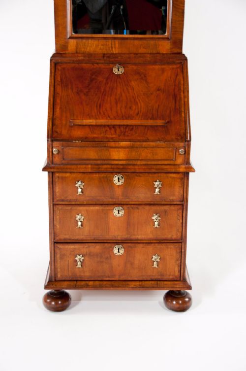 fig 9. An Extremely Good Quality Walnut Domed Bureau Bookcase