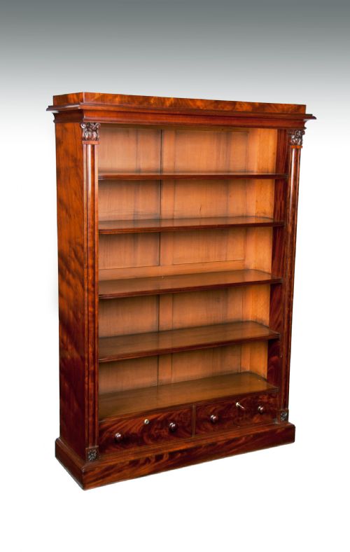 Fine Early Victorian Mahogany Open Bookcase