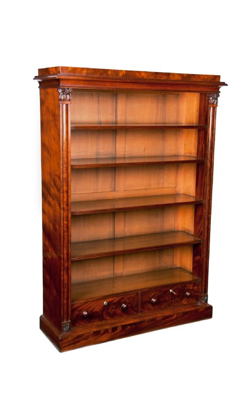 fig 1. Fine Early Victorian Mahogany Open Bookcase