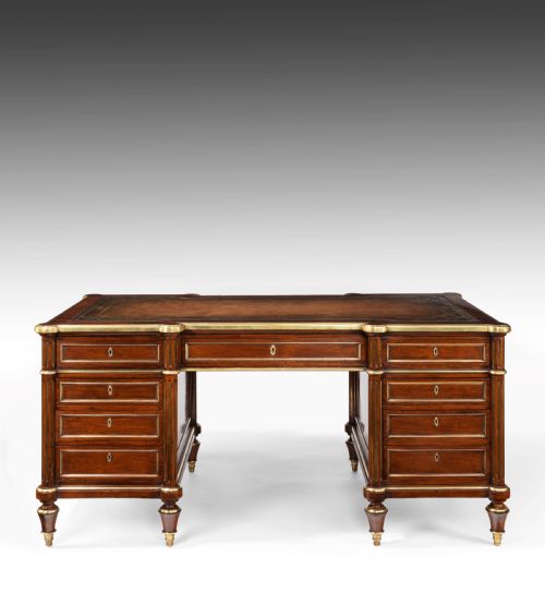 Fine 19th Century Gillows Brass Mounted Mahogany Pedestal Desk