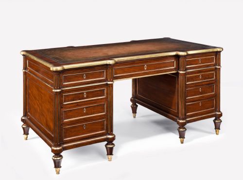 fig 2. Fine 19th Century Gillows Brass Mounted Mahogany Pedestal Desk