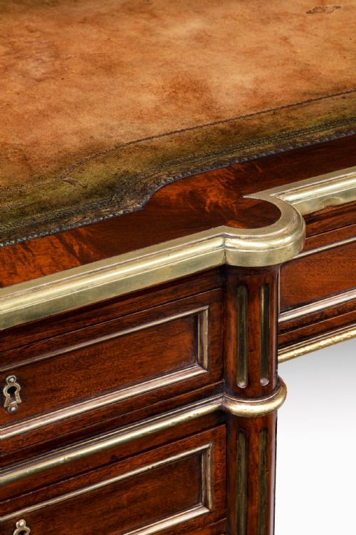fig 4. Fine 19th Century Gillows Brass Mounted Mahogany Pedestal Desk