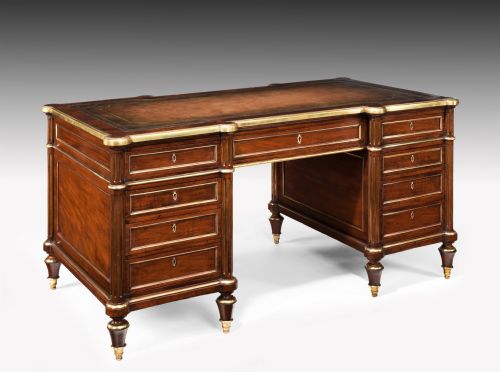 fig 6. Fine 19th Century Gillows Brass Mounted Mahogany Pedestal Desk