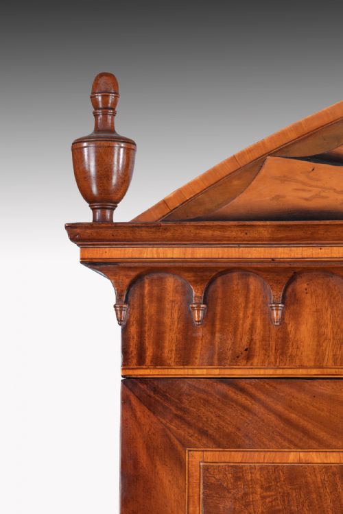 fig 3. An Important Sheraton George III 18th Century Mahogany and Satinwood Linen Press