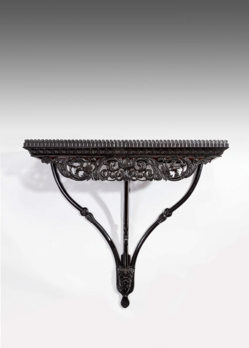 Rare Early 19th Century Finely Carved Ceylonese Solid Ebony and Padouk Wall Bracket 
