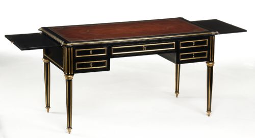 fig 3. 19th Century Ebonised and Brass Mounted French Writing Desk