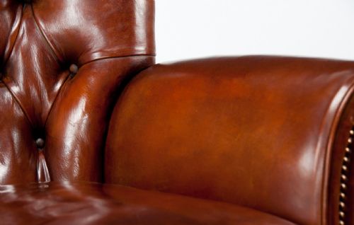 fig 2. Pair of Antique Shaped Walnut Leather Upholstered Armchairs
