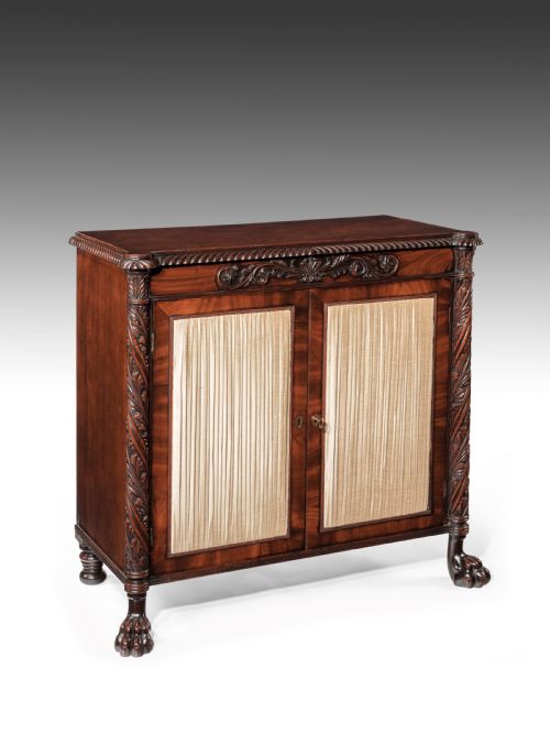Fine Regency Irish Mahogany Two Door Side Cabinet / Chiffonier