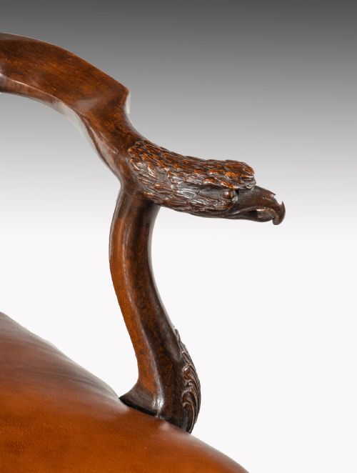 fig 3. Fine Quality 19thC Leather Upholstered Desk Chair After a Design by Giles Grendey.
