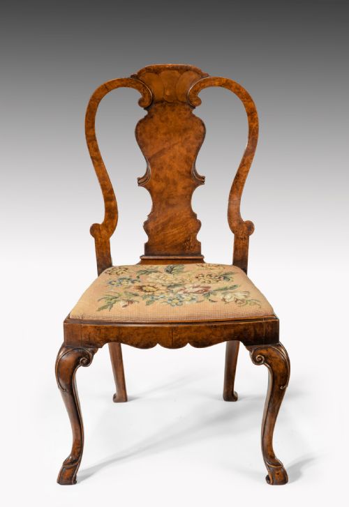 Quality 19th Century Walnut Side Chair with Original Needlework Seat
