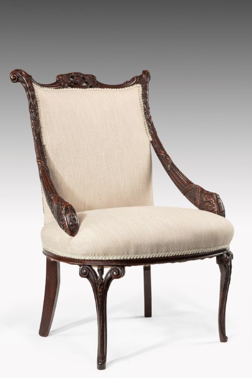 Rare Late 18th Century Mahogany Open Armchair
