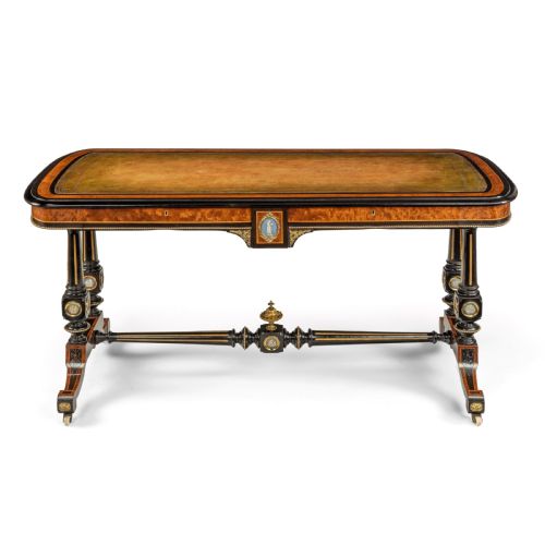 Fine Edwards and Roberts 19th Century Ebonised and Thuya Wood Writing Table.
