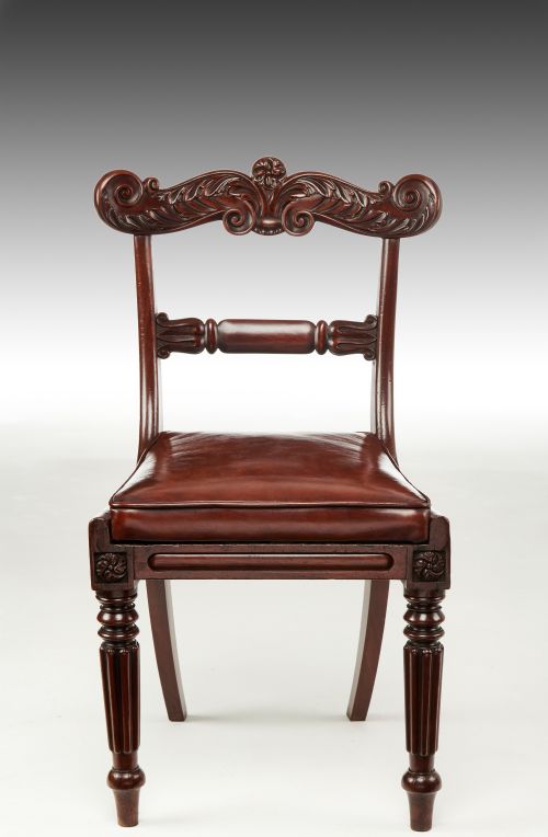fig 1. Fine Set of Six William IV Mahogany and Leather Dining Chairs