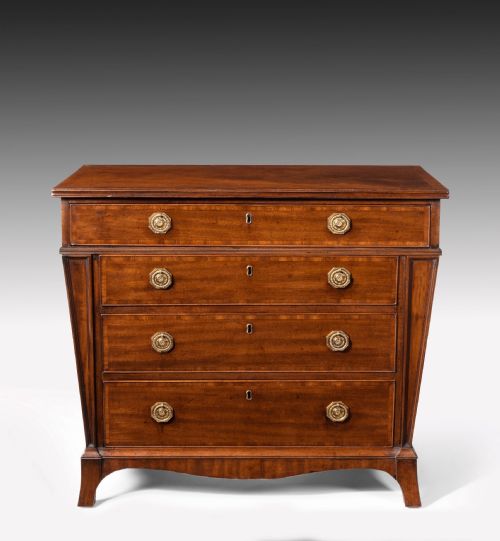 Rare Shaped 3ft Wide George III Mahogany Chest of Drawers