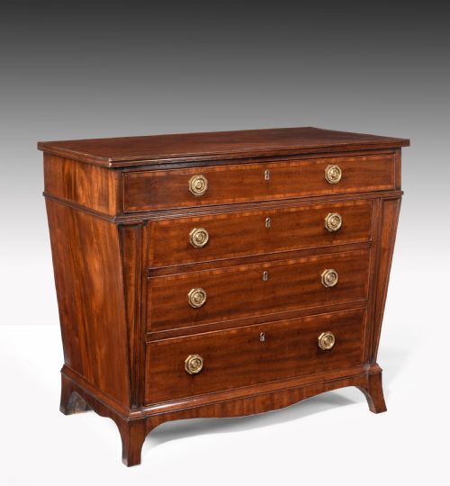 fig 1. Rare Shaped 3ft Wide George III Mahogany Chest Of Drawers