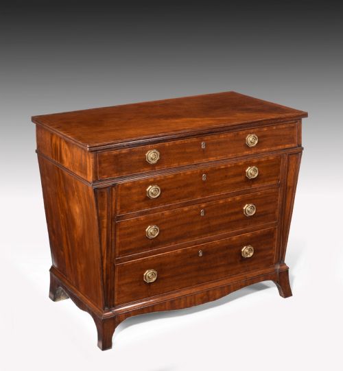 fig 2. Rare Shaped 3ft Wide George III Mahogany Chest Of Drawers