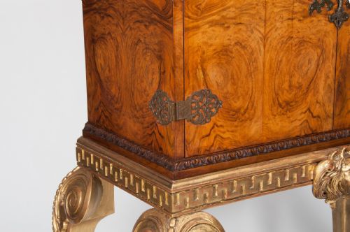 fig 2. Fine Walnut Cocktail Cabinet On Carved Giltwood Base