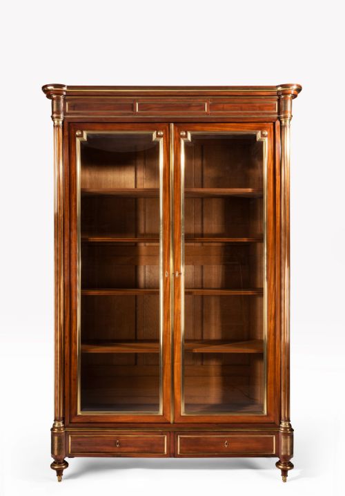 Fine Quality Grand Parisian 19thc French Mahogany and Brass Bookcase or Vitrine by Robert Dennery Sousman & Robinot of Paris 
