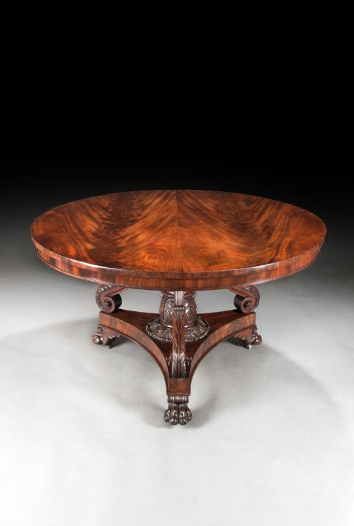 Fine Regency Mahogany Tilt Top Dining Table
