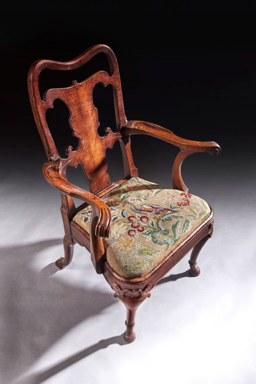 fig 1. Fine Quality mid 19th century Walnut Open Armchair