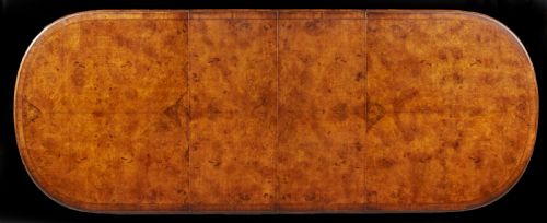 fig 5. Antique Walnut Dining Table Set with 8 Leather Chairs