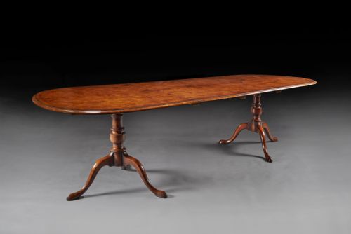fig 7. Antique Walnut Dining Table Set with 8 Leather Chairs