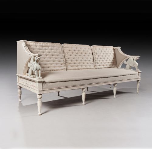 19th Century Swedish Painted Griffin Sofa, Gustavian 
