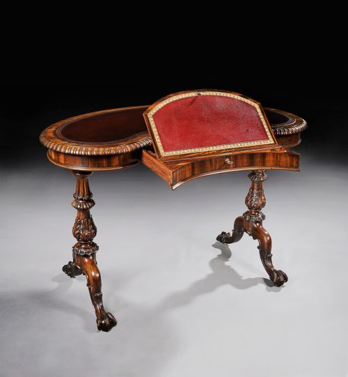 Late Regency Gillows Goncalo Alves Kidney Shaped Writing Table