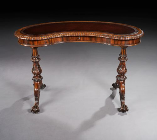 fig 3. Late Regency Gillows Goncalo Alves Kidney Shaped Writing Table