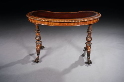 fig 4. Late Regency Gillows Goncalo Alves Kidney Shaped Writing Table
