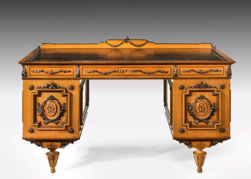 fig 2. Fine 19th Century Viennese Satin Sycamore Writing Desk