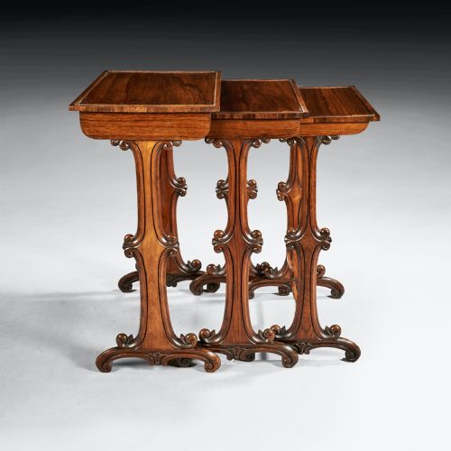 A Rare Nest of Three George IV Gillows Rosewood Tables 
