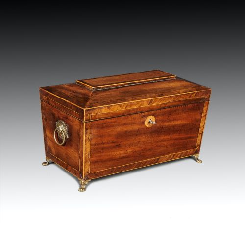 George IV Mahogany Sarcophagus Shaped Tea Caddy
