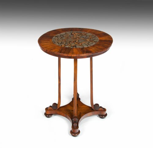 Rare 19th Century William IV Turtle Stone Marble Top Specimen Table
