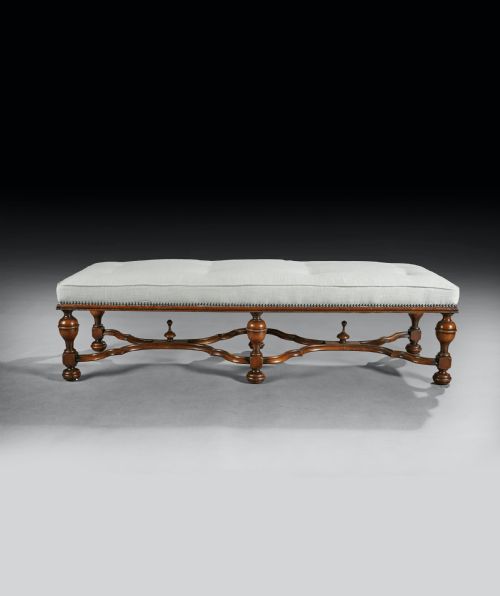 Early 20th Century Walnut Window Seat Bench 
