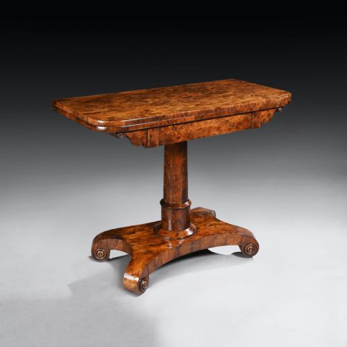 Rare Burr Yew Wood Late Regency Card Table 
