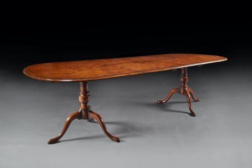 Good 1930’S 9ft Burr Walnut Twin Pedestal Extending Two Leaf Dining Table
