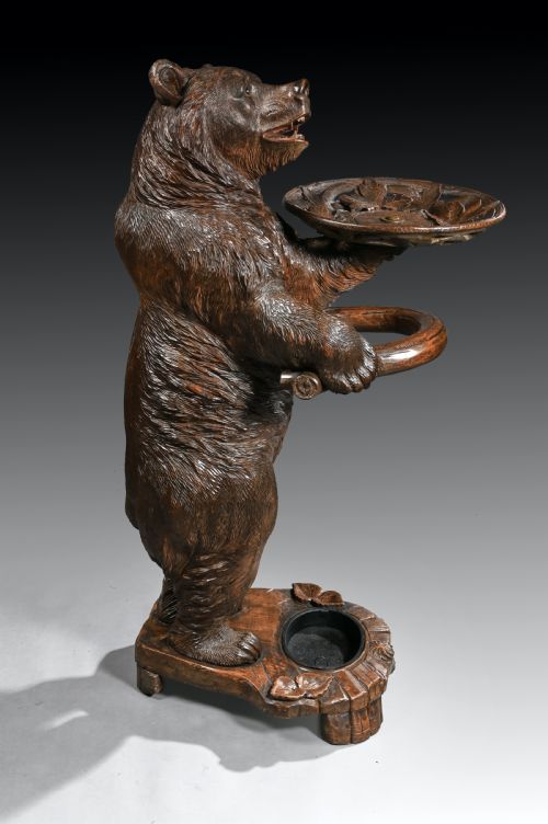 Large 19th Century Black Forest Bear Umbrella Stick Stand.
