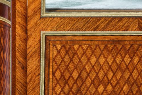 fig 1. Fine 19Th Century French Kingwood Parquetry Shaped Vitrine