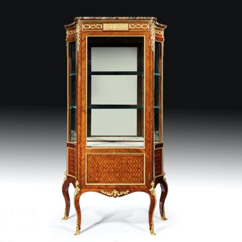 fig 2. Fine 19Th Century French Kingwood Parquetry Shaped Vitrine