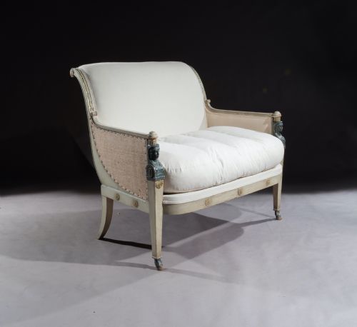 French 19th Century Original Paintwork Second Empire Marquise Loveseat Sofa 
