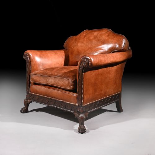 fig 2. Pair of 19th Century Mahogany Country House Leather Armchairs