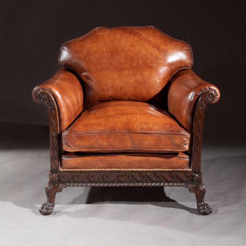 fig 3. Pair of 19th Century Mahogany Country House Leather Armchairs