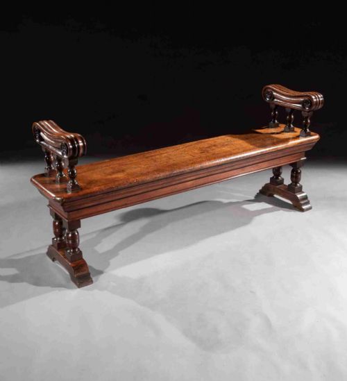 Mid 19th Century Country House Walnut Hall Bench of Good Scale 
