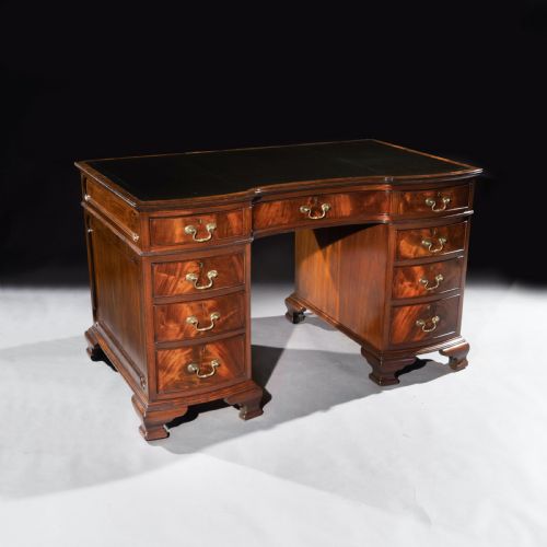 Quality Mahogany Shaped Pedestal Desk by S & H Jewel of Holborn 
