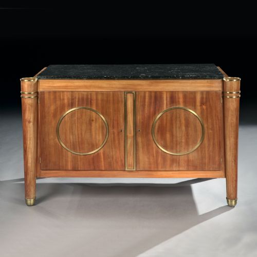 Elegant French Late Art Deco Fossil Marble Topped Commode
