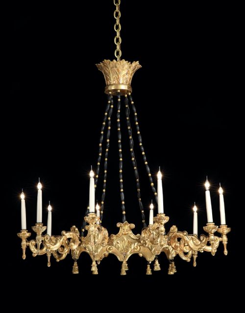 Very Large Italian Giltwood 10 Branch Baroque Style Chandelier (3.75ft Wide)
